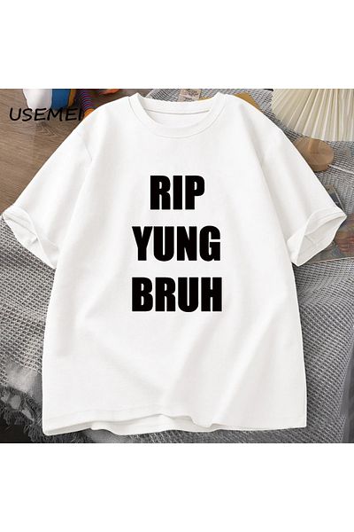 Drippy Tricou YUNG BRUH Rip - Lil Tracy Meme Peep, tricou amuzant de vară din bumbac