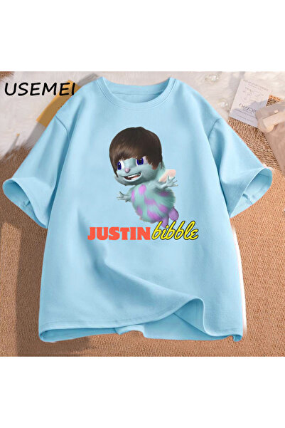 Drippy Justin Bibble Smešno štampana muška i ženska pamučna majica kratkih ru...