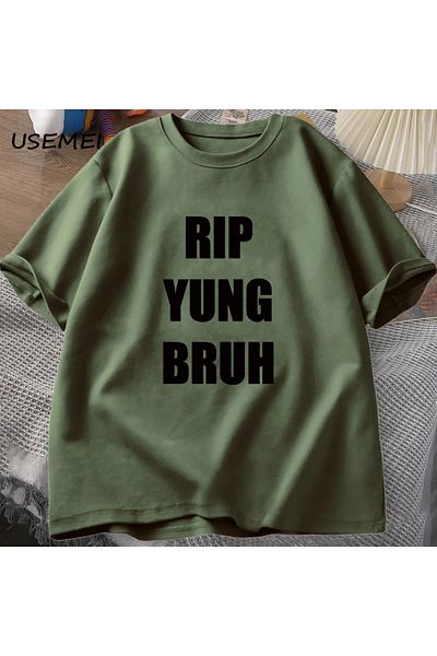 Drippy Tricou YUNG BRUH Rip - Lil Tracy Meme Peep, tricou amuzant de vară din bumbac