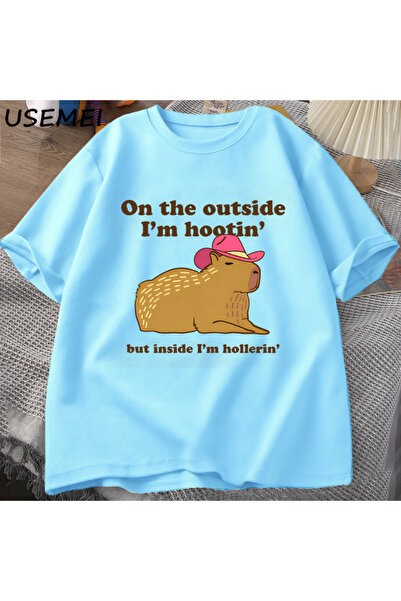 Drippy Tricou Hootin Capybara Outside I Am - Tricou pentru bărbați Western, Cowboy Cowgirl Funny Me