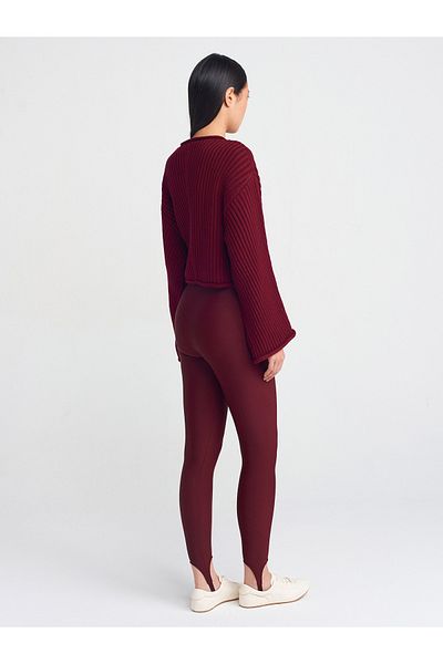 Dilvin 7916 Model Fuzzo Claret Red Leggings