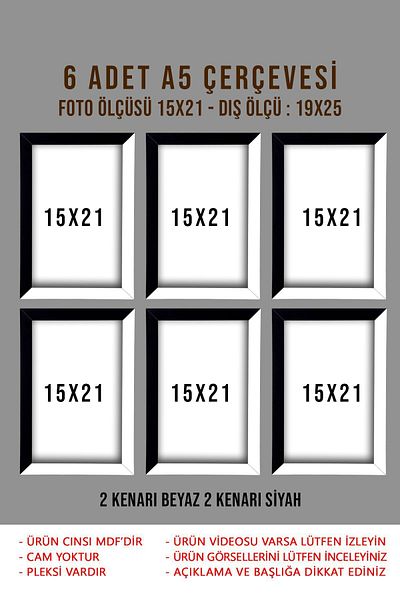 Bytwo 6 Pieces 15x21 Photo Frame - 6 Pieces A5 MDF Frame
