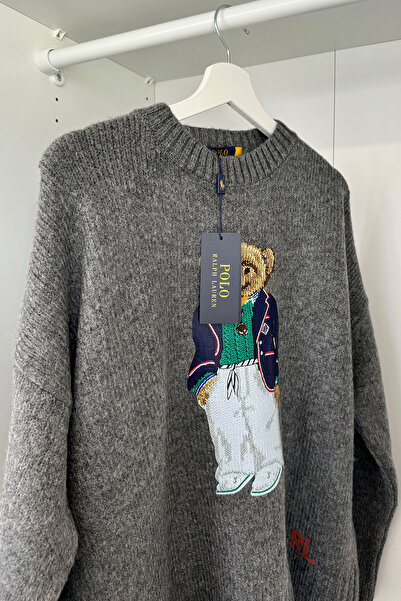 MAGARDE Anthracite Oversize Teddy Bear Printed Sweater