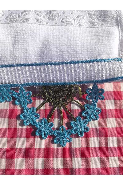 Peacock Laced, Embroidered, Dowry Hand Towel 50X90