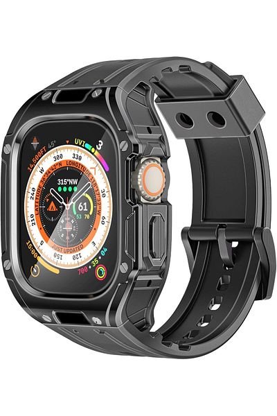 Promate Apple Watch Case and Band with Secure Stainless-Steel Buckle, Lightweight Design, Scratch-Re
