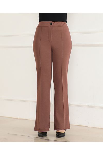 MİZAN MODA High Waist Striped Lycra Recovery Spanish Trousers