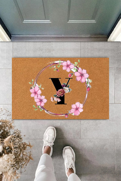 KARMAT Custom Letter Mat, Letter Y, Interior and Exterior Door Front Mat, Digital Printing, Decorative Mat