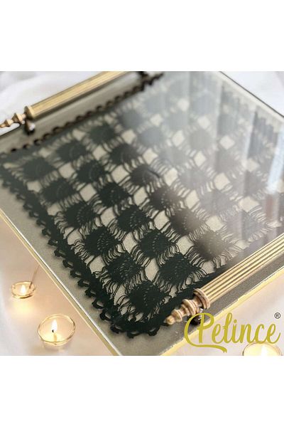 Home Epoxy Resin Lace Tray - Square Black Lace - Width 25 cm