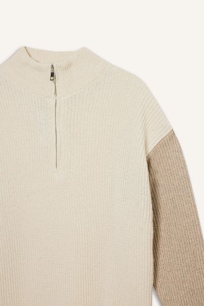 DeFacto Relax Fit Color-Blocking Stand Collar Half Zip Knitwear Sweater Y0623Az24Au