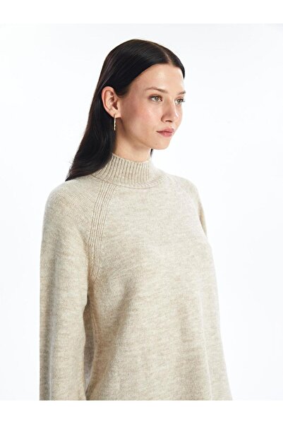 LC Waikiki LCW Modest Dik Yaka Düz Oversize Kadın Triko Tunik