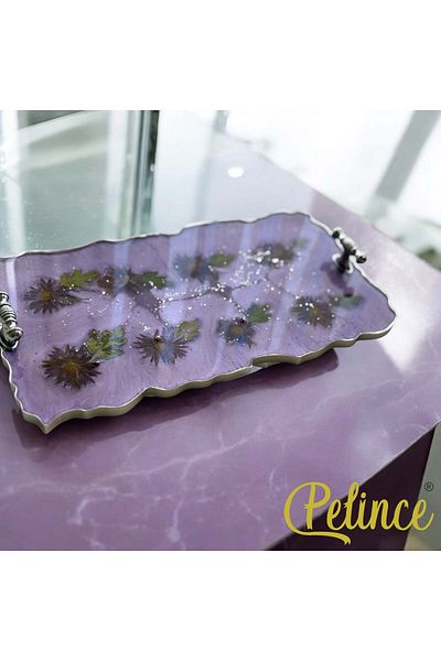Home Epoxy Resin Floral Tray - Chrysanthemum - Width: 16 cm Length: 30 cm