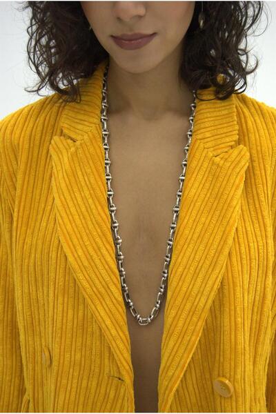 OneArjethnic Gümüş kaplama uzun zincir kolye