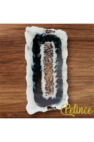 Home 21 cm Eni Beaded Epoxy Resin Tray - 35 cm Length