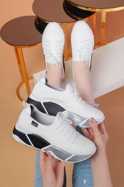 layki Popi White Black Colored Sports Shoes