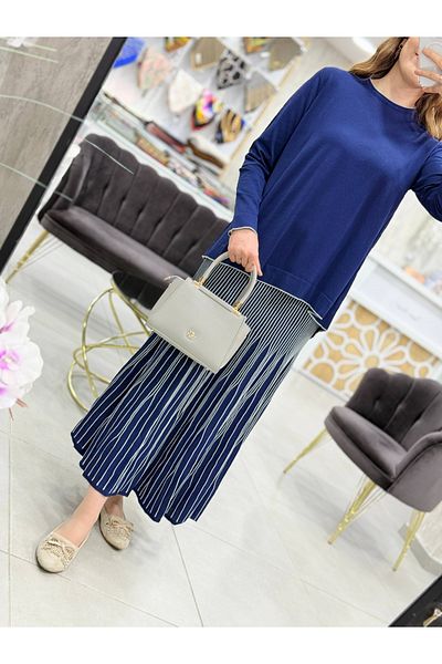Nefise Rayon Crew Neck Tunic & Skirt Suit