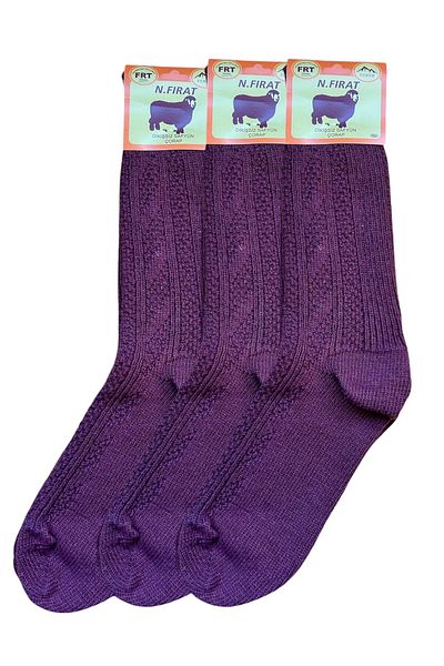 FIRAT Men's Wool Winter Burgundy Color 3 Pairs Traditional Printed Socks