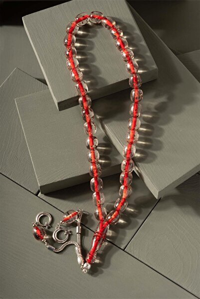 TESBİHKENTİ Çay Fosilli Güzel Çekimli İri Taneli Toz Kehribar Tesbih