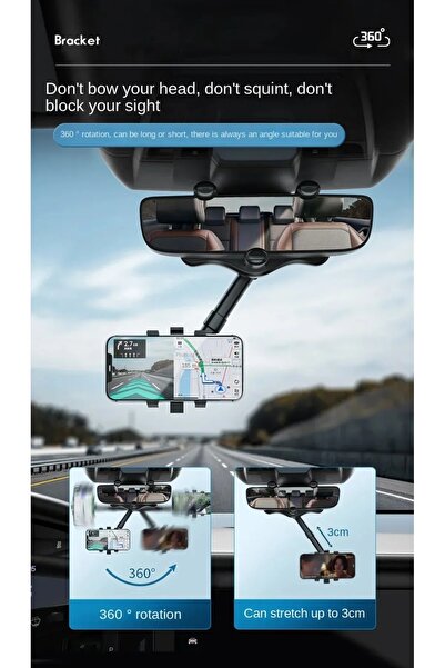 froyalife Araç İçi Telefon Tutucu Ergonomik Rahat Kullanım Dikiz Aynasına Mon...