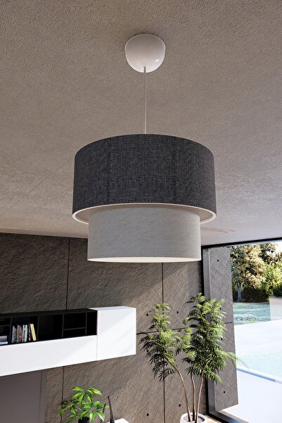 gökdağ group g g Pasta Avize 30 Cm Koyu Gri - Kırçıllı Beyaz