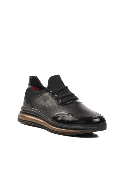 MARCOMEN Ayakmod Black-Black Patent Leather Men's Casual Shoes