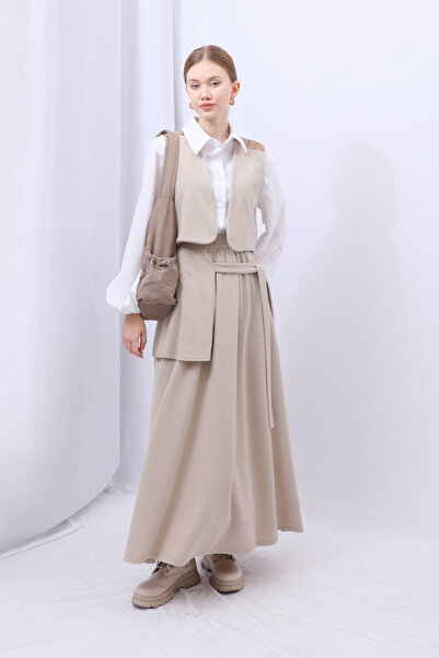 ZÜLAYS Cream Colored Vest Knitwear Set