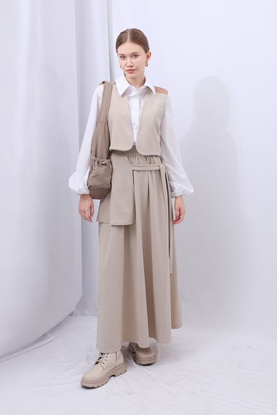 ZÜLAYS Set de tricotaje pentru vestă de culoare crem