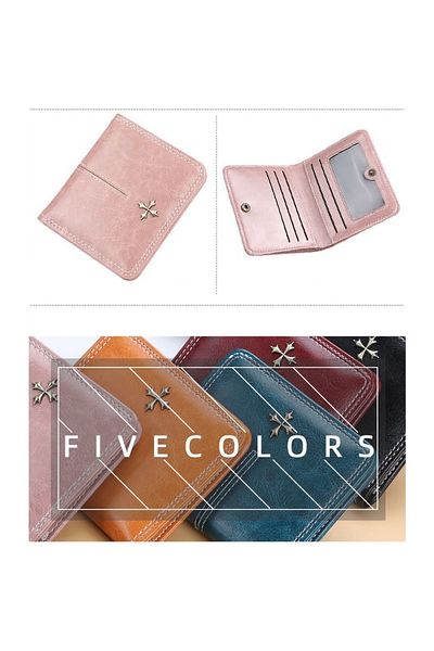 baellerry Pink Mini Women's Wallet - Vegan Leather with Coin Eyes and Loose Card Holder