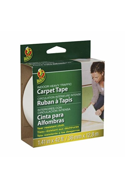 DUCK Heavy Traffic Double-Sided Carpet Tape, White, 1.41 in x 42 ft, Permanen...