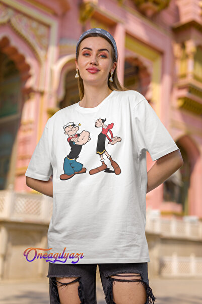 oneagılyazı Osnovni pirinač Štampano Oversize kroj T-shirt