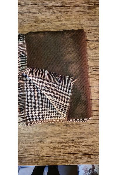 TREND Double Sided Plaid Wool Textured Scarf Shawl