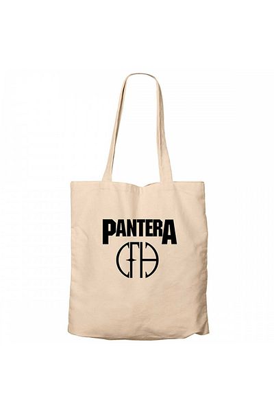 Z zepplin Pantera Logo and Figure Cream Zippered Cloth Bag Gabardine