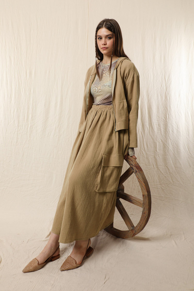 ZÜLAYS Mink Muslin Skirt and Cargo Pocket Set