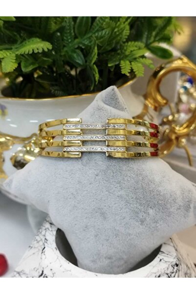 KONYA ÇELİK TAKICIM Gold, Altın Kaplama Kaburga,3 lü Taşlı Kaburga ,Bileklik,...