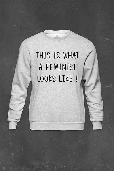 so cool Сив суитшърт This Is What A Feminist Loke с щампа Strong Woman унисекс суитшърт