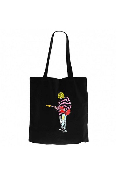 Z zepplin Nirvana Kurt Cobain Silhouette Black Canvas Tote Bag