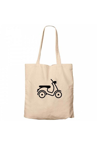 Z zepplin Vespa Scotter Silhouette Cream Zippered Cloth Bag Gabardine