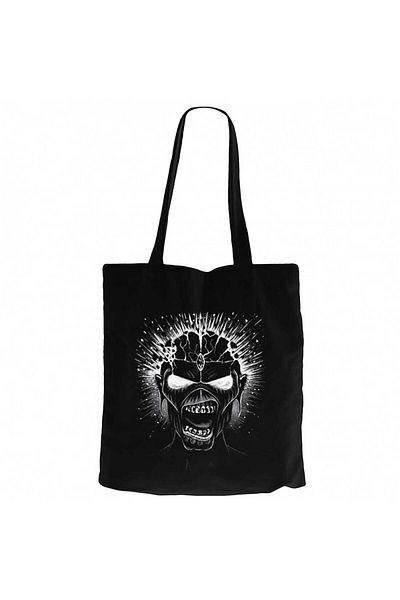 Z zepplin Iron Maiden Skull Black Canvas Tote Bag