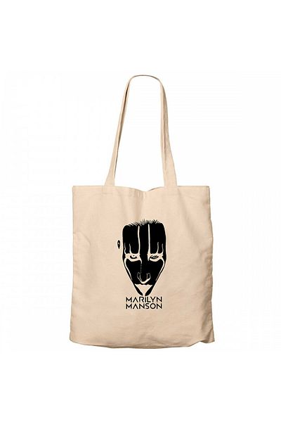 Z zepplin Marilyn Manson Head Cream Canvas Tote Bag