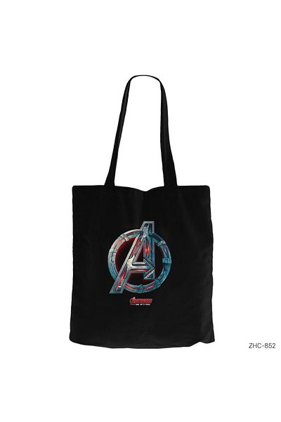 Z zepplin Avengers Red Line Metal Logo Black Zipper Cloth Bag Gabardine
