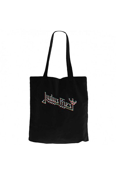 Z zepplin Judas Priest Logo 2 Μαύρη υφασμάτινη τσάντα με φερμουάρ Gabardine