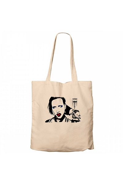 Z zepplin Marilyn Manson Portrait Cream Canvas Tote Bag