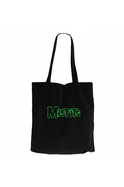 Z zepplin Misfits Logo Πράσινη μαύρη υφασμάτινη τσάντα με φερμουάρ Gabardine