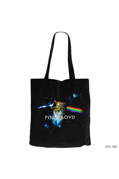 Z zepplin Pink Floyd The Moon Black Canvas Tote Bag