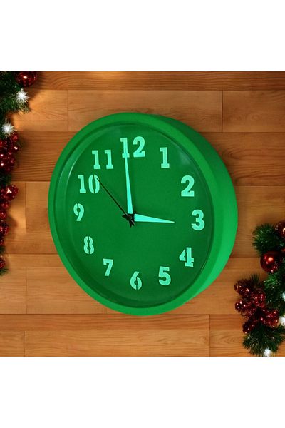 Bahat Phosphorescent Fluorescent Green Mini Wall Clock Diameter 22 cm Plastic