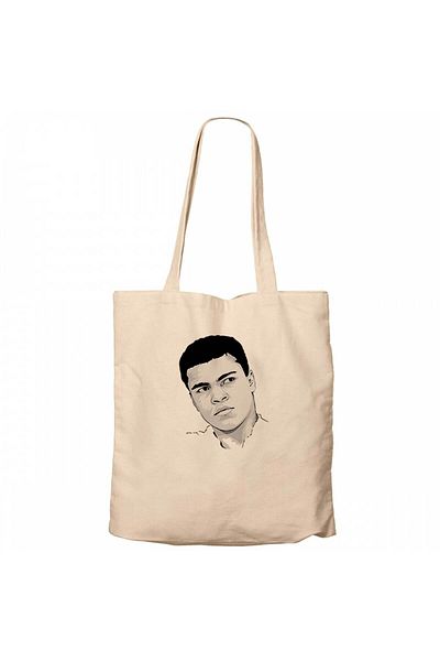 Z zepplin Muhammad Ali Drawing Cream Canvas Tote Bag