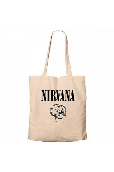 Z zepplin Nirvana Logo Classic Cream Zippered Cloth Bag Gabardine
