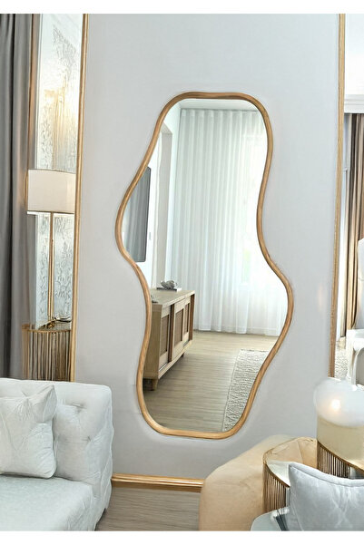 Platto Creative Works Doğal Masif Ahşap Çerçeveli Duvar Aynası, Boy Aynası As...