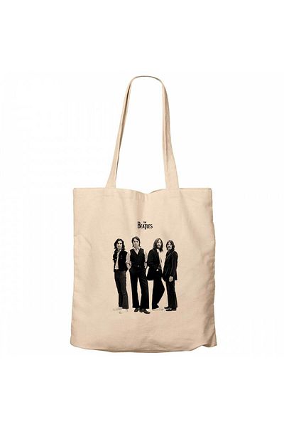 Z zepplin The Beatles Group Cream Zippered Cloth Bag Gabardine
