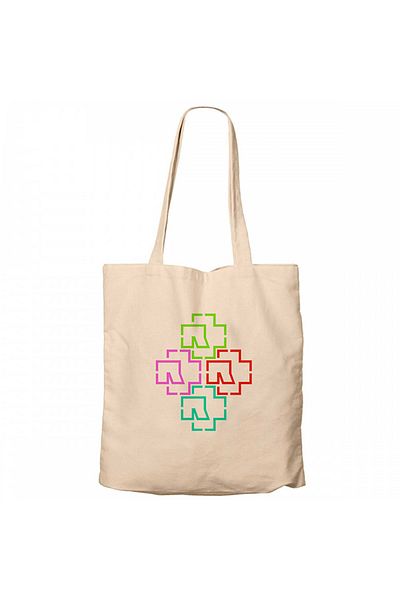 Z zepplin Rammstein Color Logo Cream Zippered Cloth Bag Gabardine