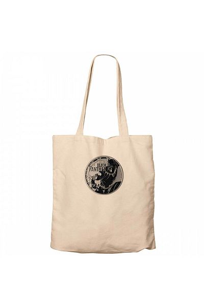 Z zepplin Marvel Black Panther Circle Cream Canvas Tote Bag